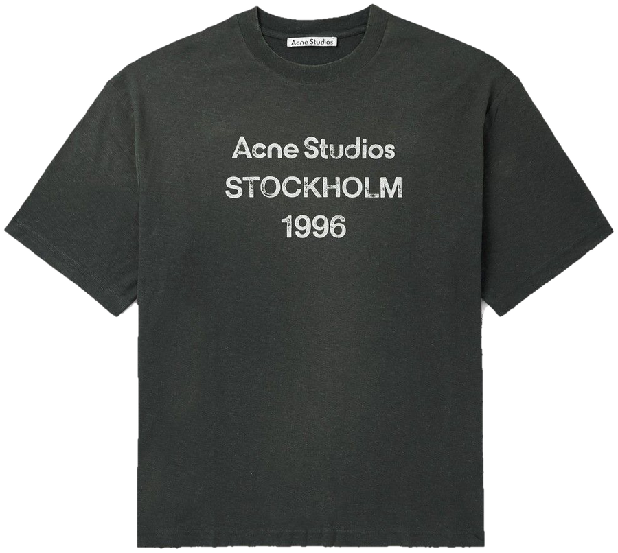 Camiseta Acne Studios cinza grafite com estampa Stockholm 1996