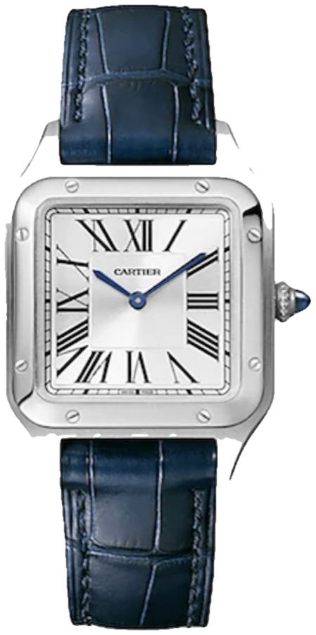 Relógio Cartier Santos-Dumont com pulseira de couro azul