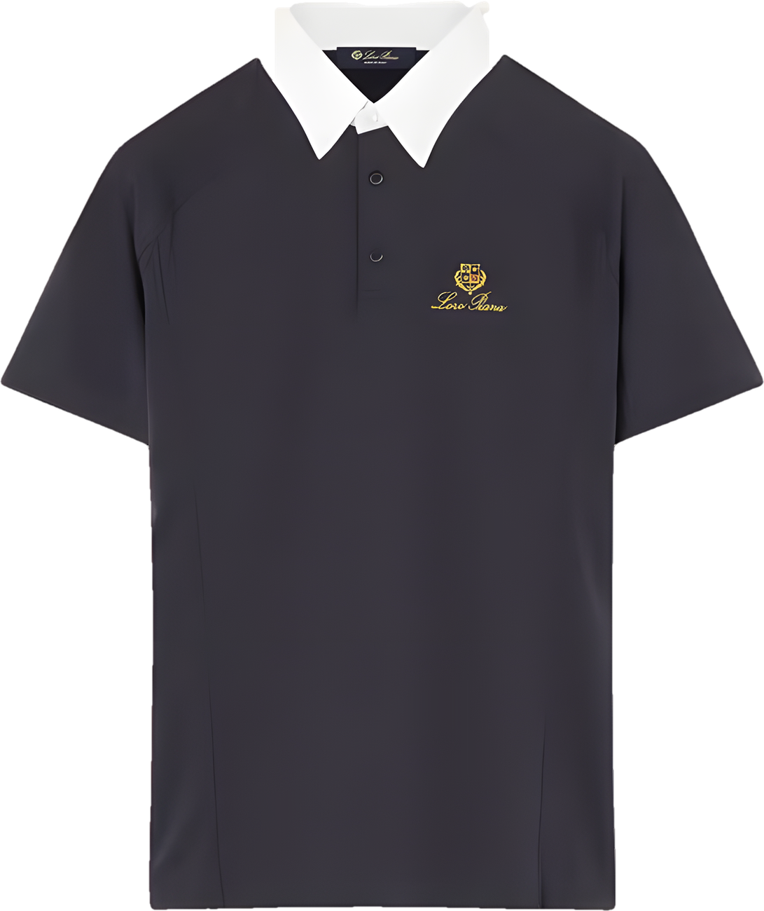 Polo Loro Piana azul-marinho com gola branca